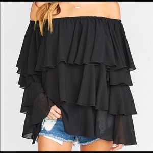 SHOW ME YOUR MUMU Black Off-the-Shoulder Blouse